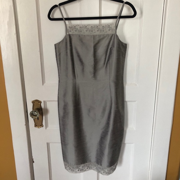 Liz Claiborne Dresses & Skirts - Liz Claiborne 100% silk dress in silver with spaghetti straps, size 6